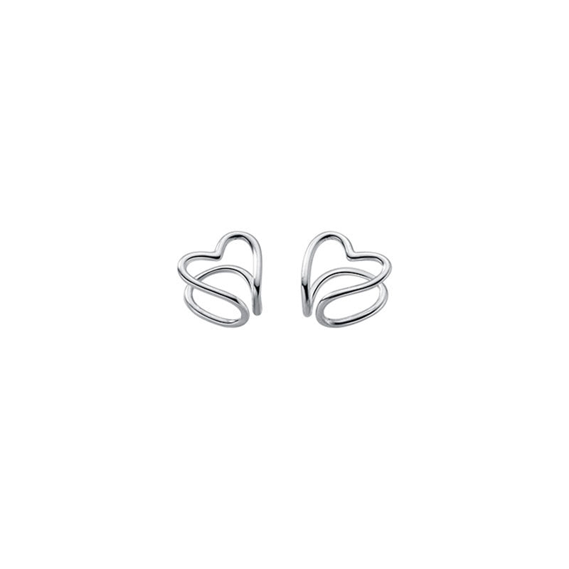 Women's Clip Temperamental Simple Lines Geometric Heart Shape Rings