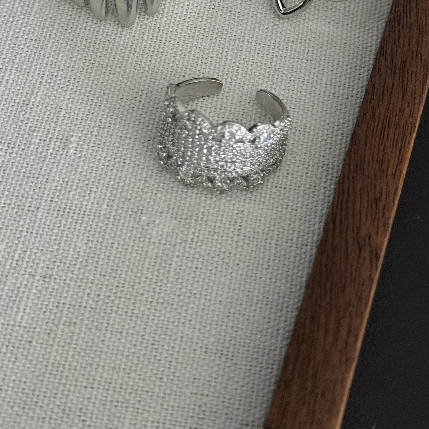Women's Sier Flower Zircon Series Light Luxury Twin Ring