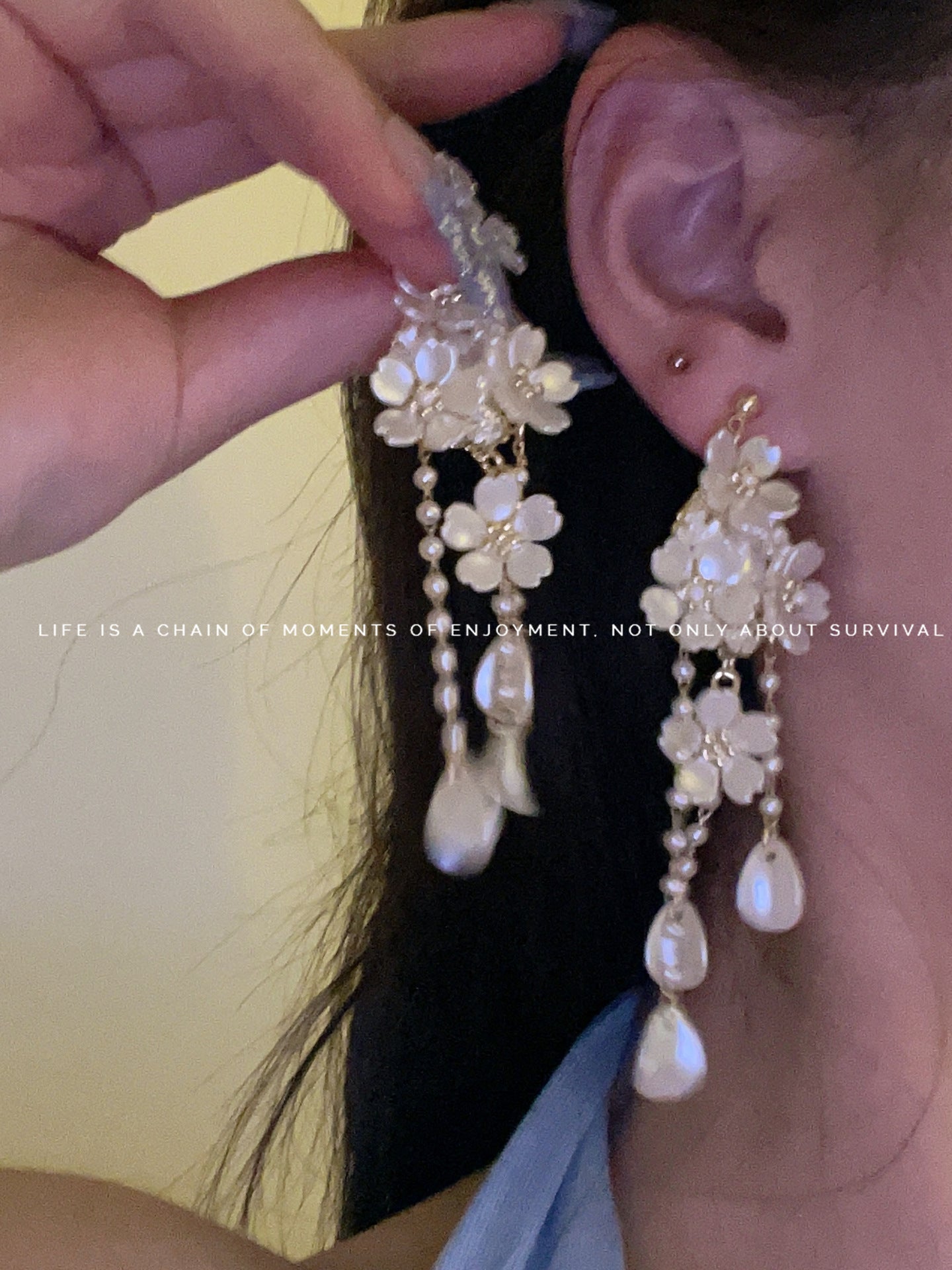 Fairy Flowers Tassel Niche Design Advanced Gentle Light Earrings