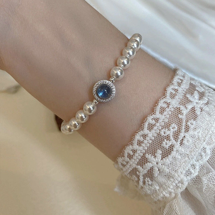Women's Blue Opal Pearl High-grade Design Retro Bracelet