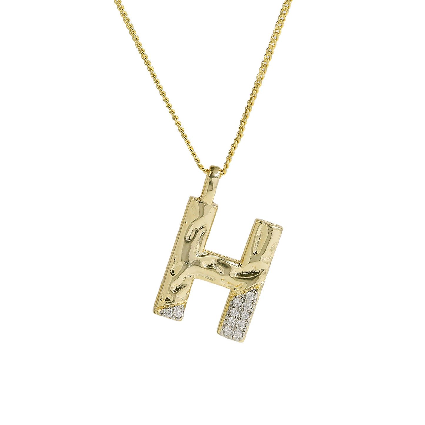 Brass Two-color Texture English Letters Contrast Necklaces