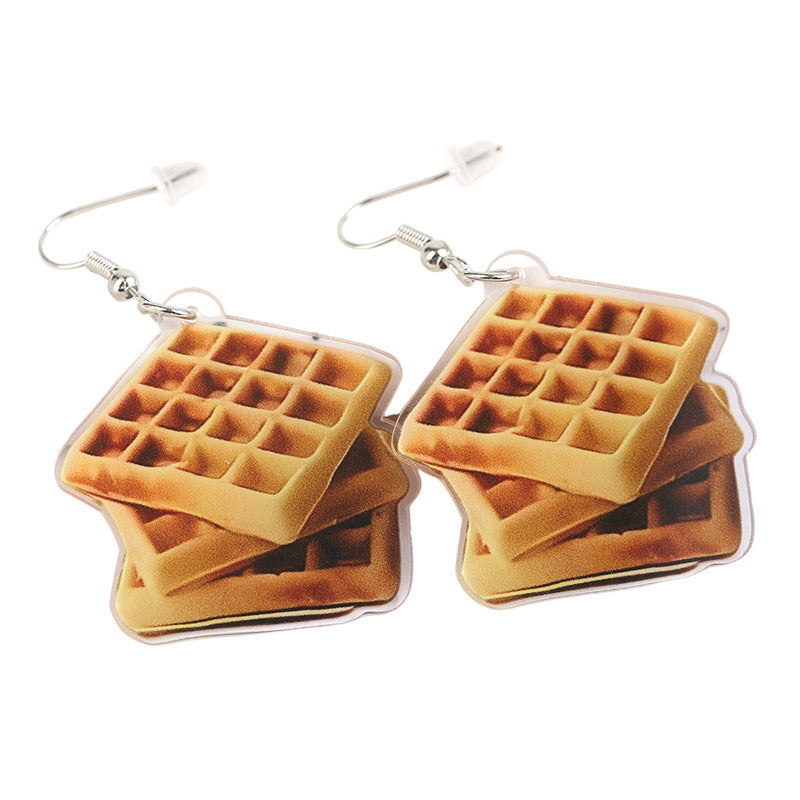 Hamburger Pizza Shape Acrylic Fashion Dessert Earrings