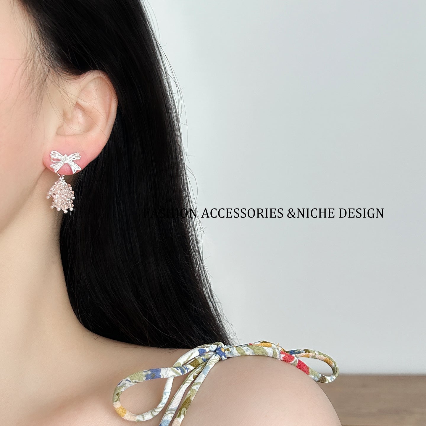 Women's Bow Crystal Tassel Niche Design Elegant High-grade Earrings