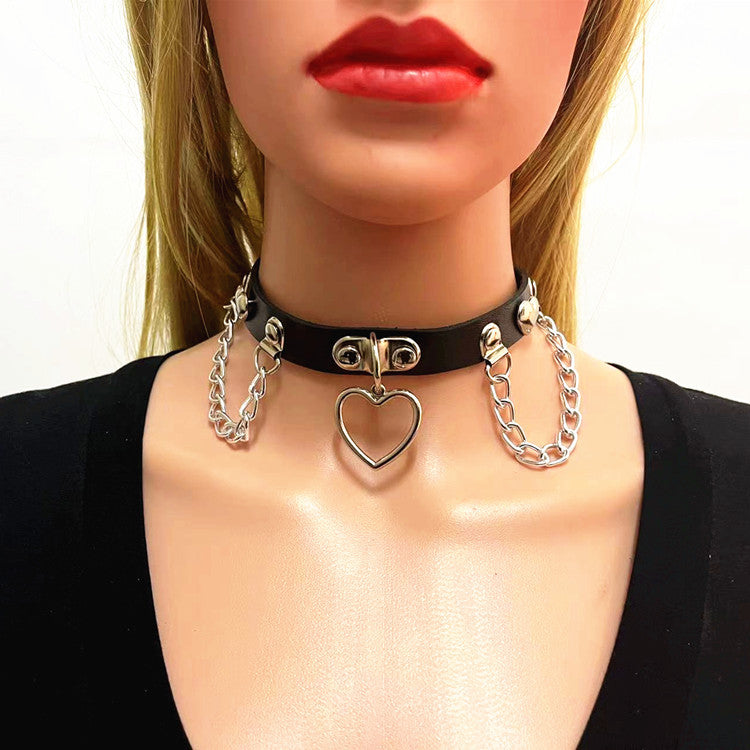 Wang Punk Chain Love Heart Fashion Street Necklaces