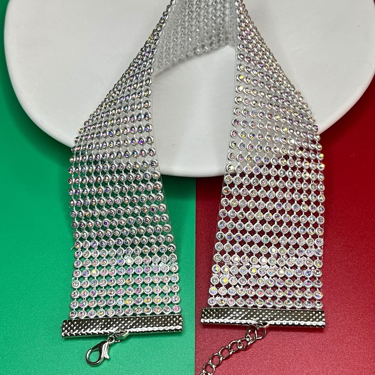 Mesh Plate Chain Full Diamond Beam Neck Collar