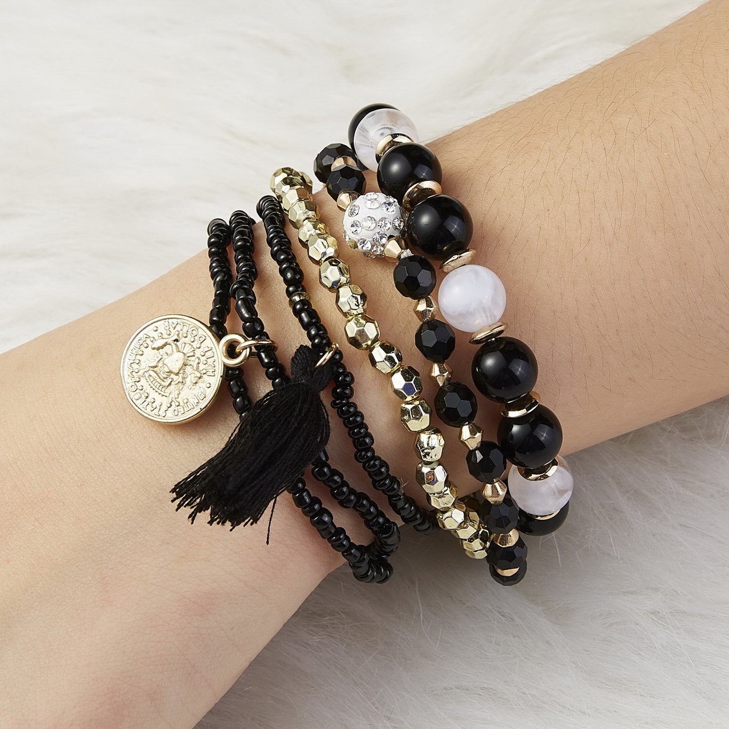 Beaded Style Pack Beauty Head Coin Bracelet