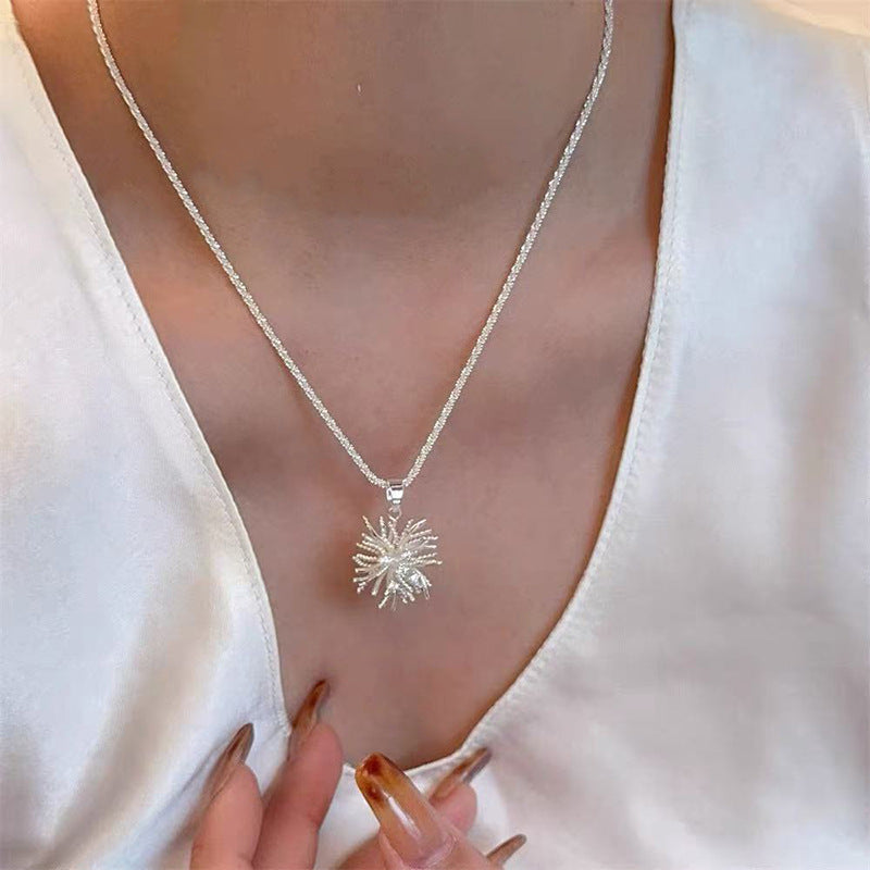 Women's Sier Lucky Beads Bowknot Clavicle Chain Light Luxury Minority High-grade Necklace