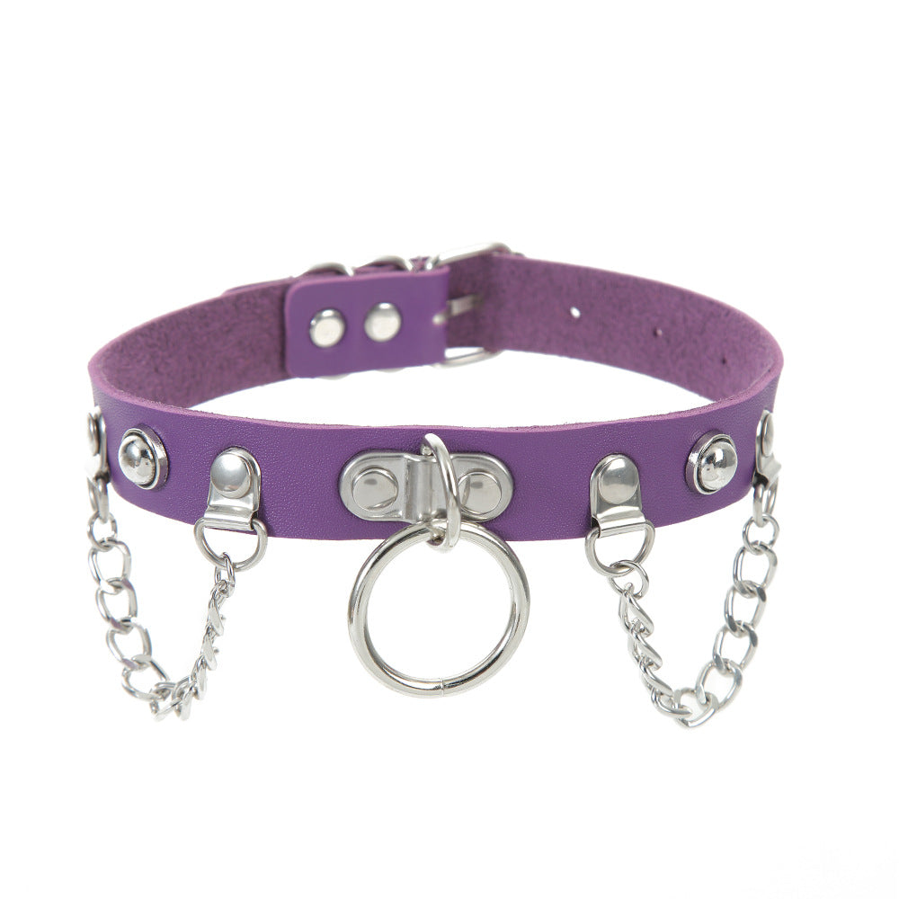 Women's Band Chain Design Leather High-grade Punk Necklaces