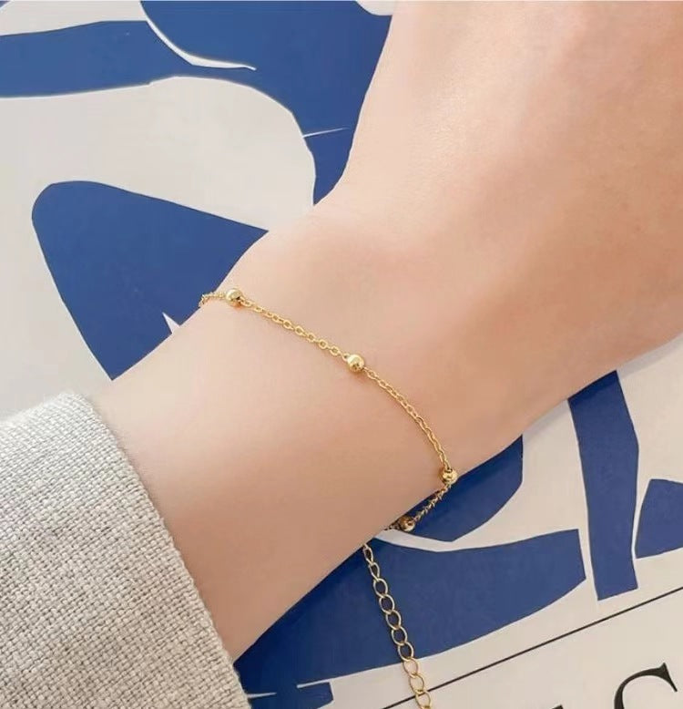 Women's Light Luxury Gold Bead Simple Design Bracelet