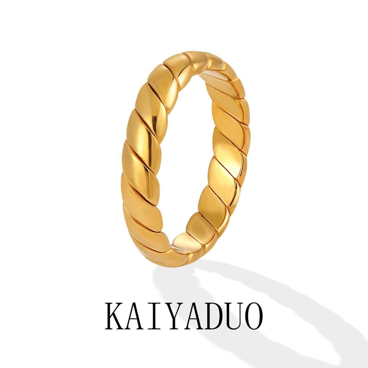 Aloofness Style Fashion Geometric Woven Pattern Simple Gold High-grade Titanium Ring