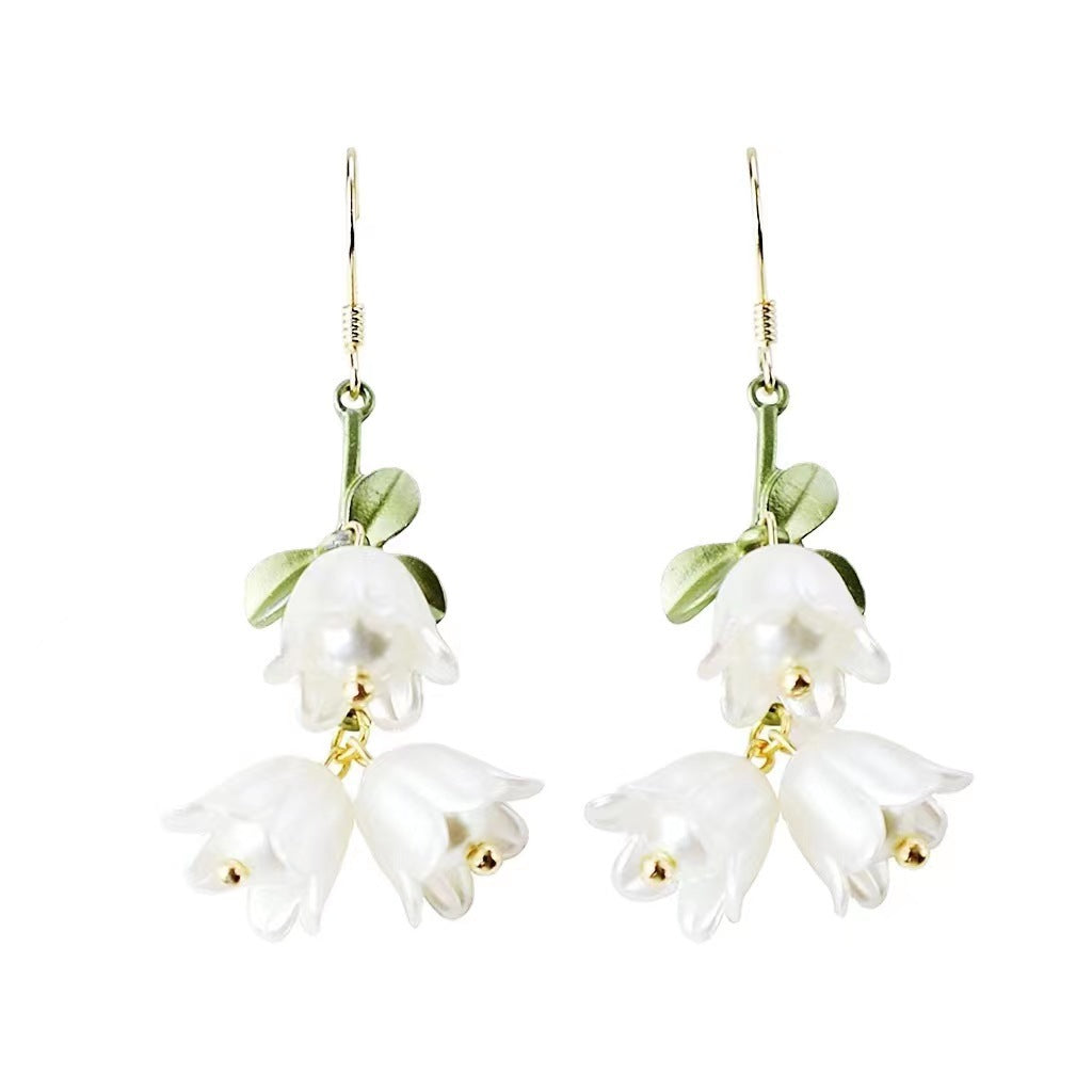 Women's Sier Ear Hook Valley Lily Flower For Sweet Retro Rings