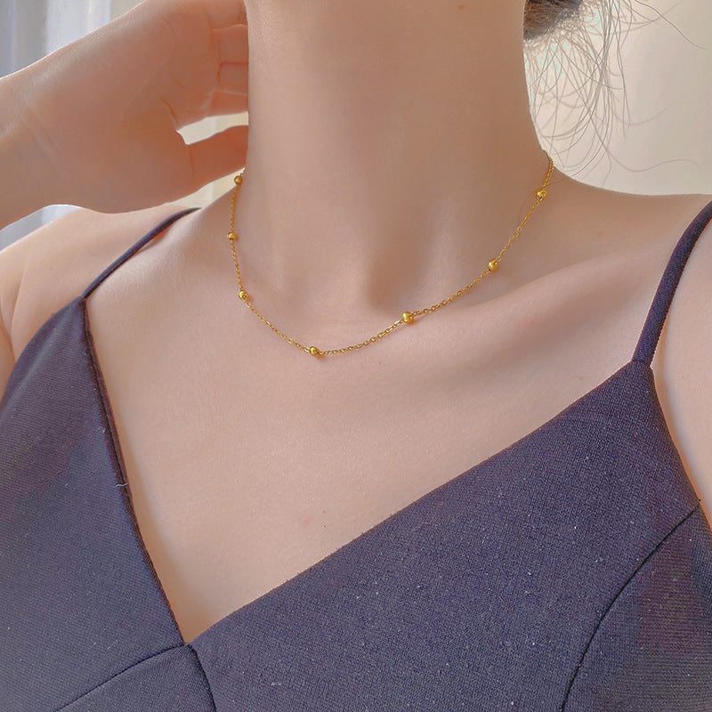Steel Rose Gold Ball Color Simple Bracelet