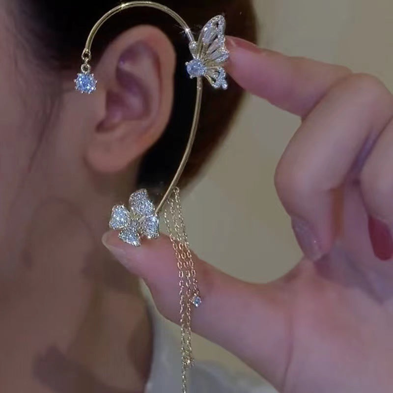 Niche Elf Butterfly Clip Light Luxury Earrings
