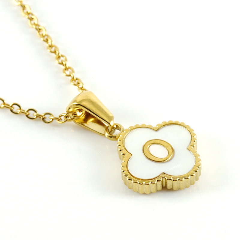 Stainless Steel Four-leaf Clover Letter Female Fashion Necklaces