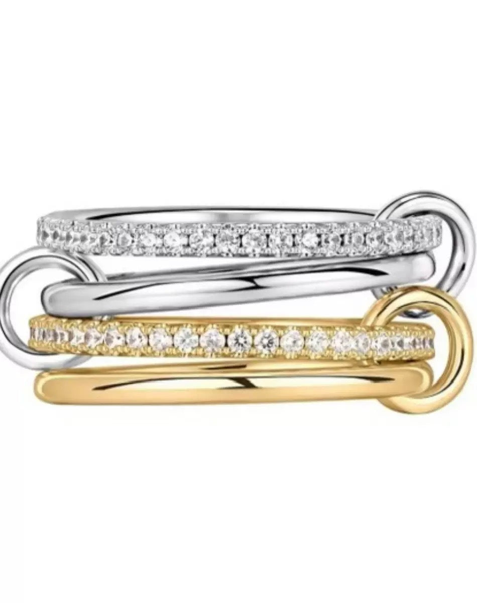 Full Rhinestone Zircon Two-color Popular Personalized Ring