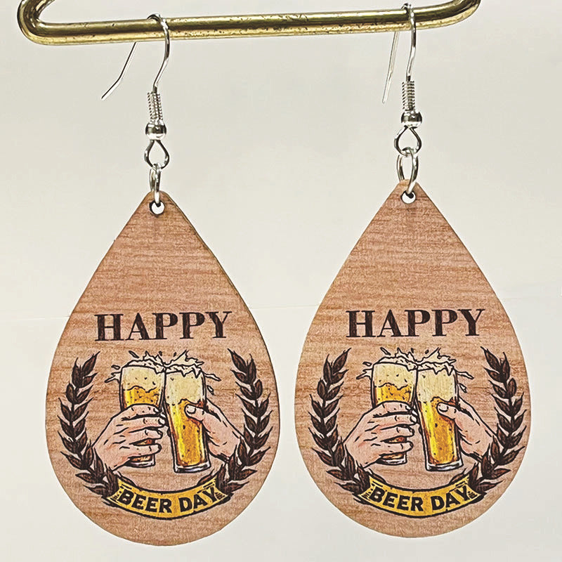 Festival Wooden Hollow Eardrops Fun Funny Humor Earrings