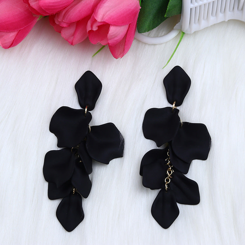 Women's Fashion Personality Tassel Petals Candy Color Design Earrings