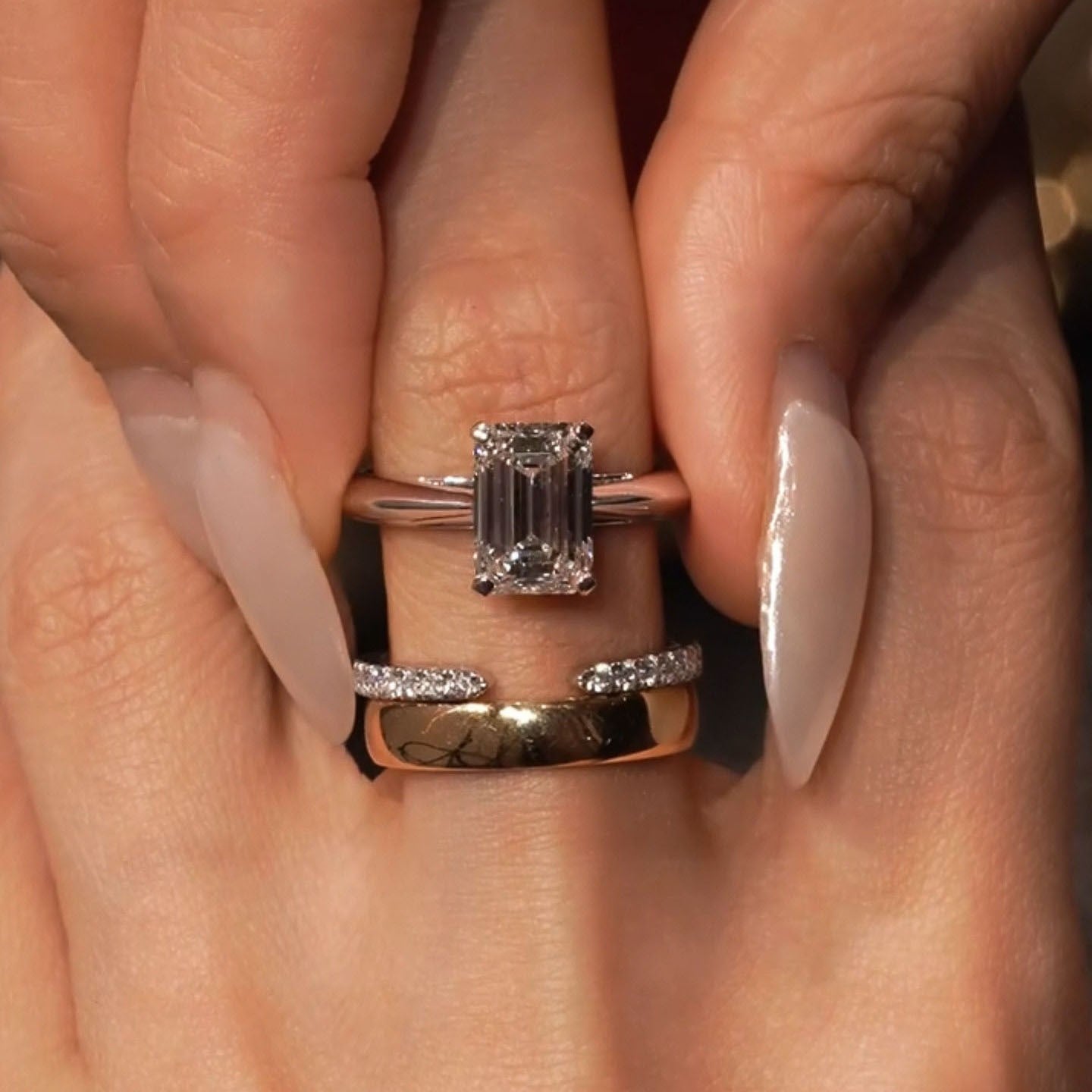 Rhinestone Twin Open High Sense Fashion Niche Personality Rings