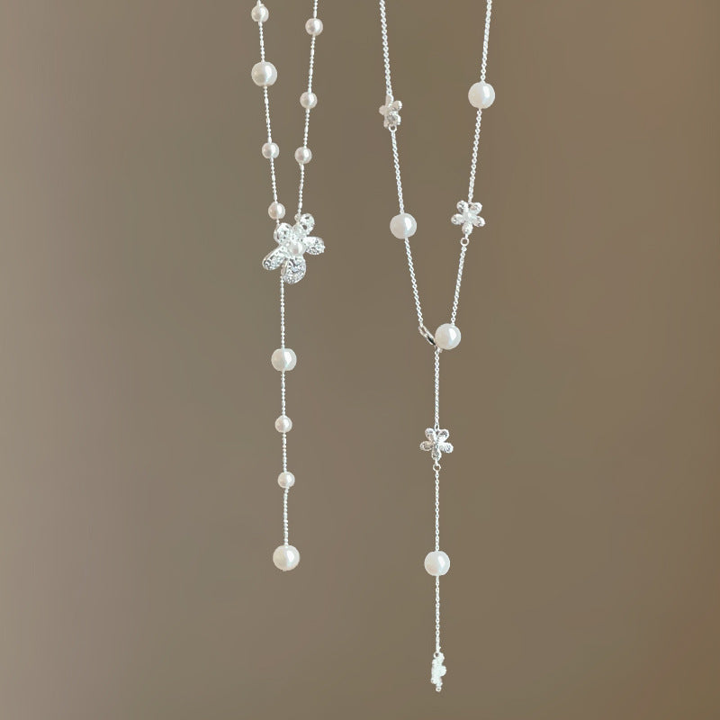 Women's Korean Style Pearl Flower Adjustable Simple Temperament Fashion Necklaces