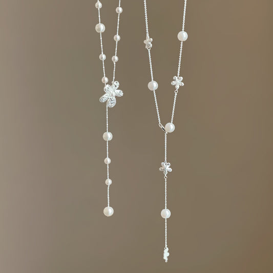 Women's Korean Style Pearl Flower Adjustable Simple Temperament Fashion Necklaces