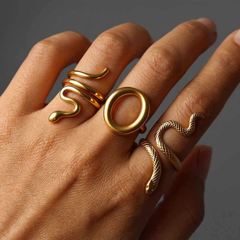 Fashion Stainless Steel Snake Exaggerated Personalized Creative Rings