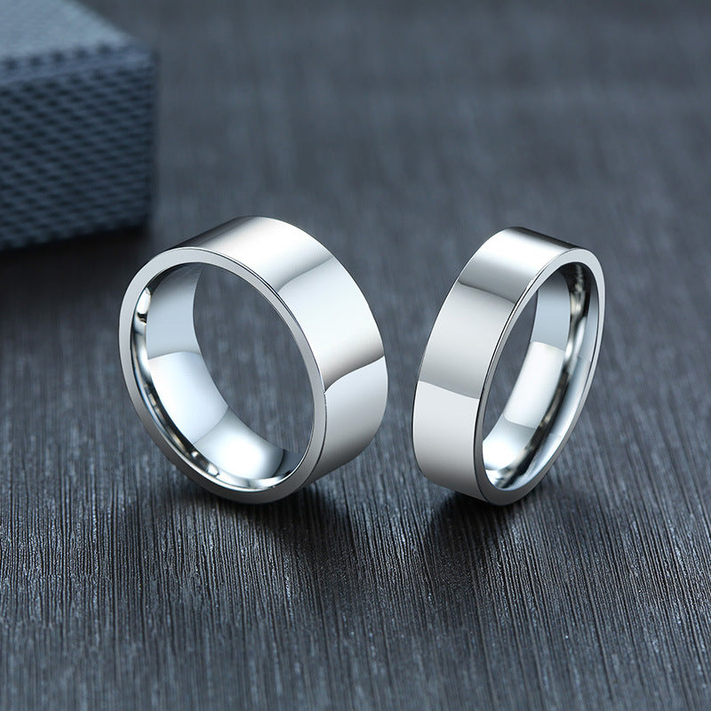 Women's & Men's Titanium Steel Gold Simple Glossy Stainless Rings