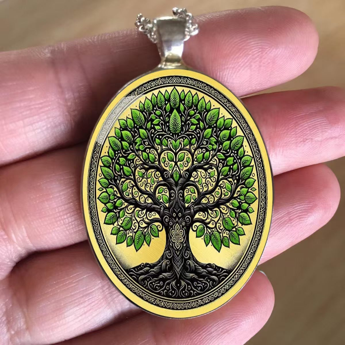 Innovative Lucky Tree Pattern Time Stone Necklace