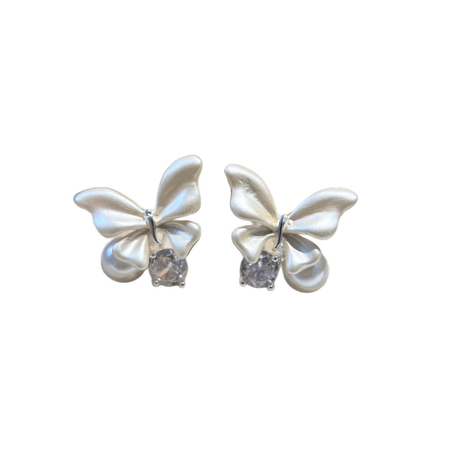 Women's Design Pink Butterfly Pearl Zircon With Diamond For Stud Earrings