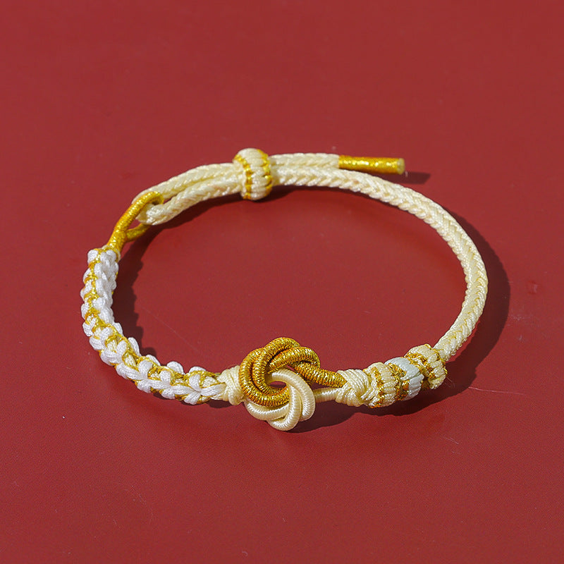 Adjustable String Beads Gold Peach Blossom Knot Pendants