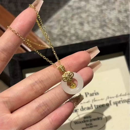 Chinese Lucky Peace Buckle Female Gift Mom Style Necklace