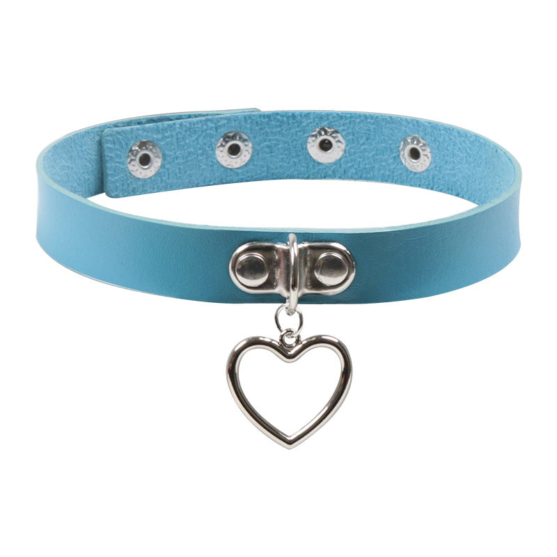 Soft Leather Love Heart Shaped Female Neckband Clavicle Necklaces