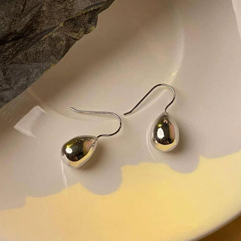 Women's Small Sier Egg Series Water Drop French Simplicity Earrings