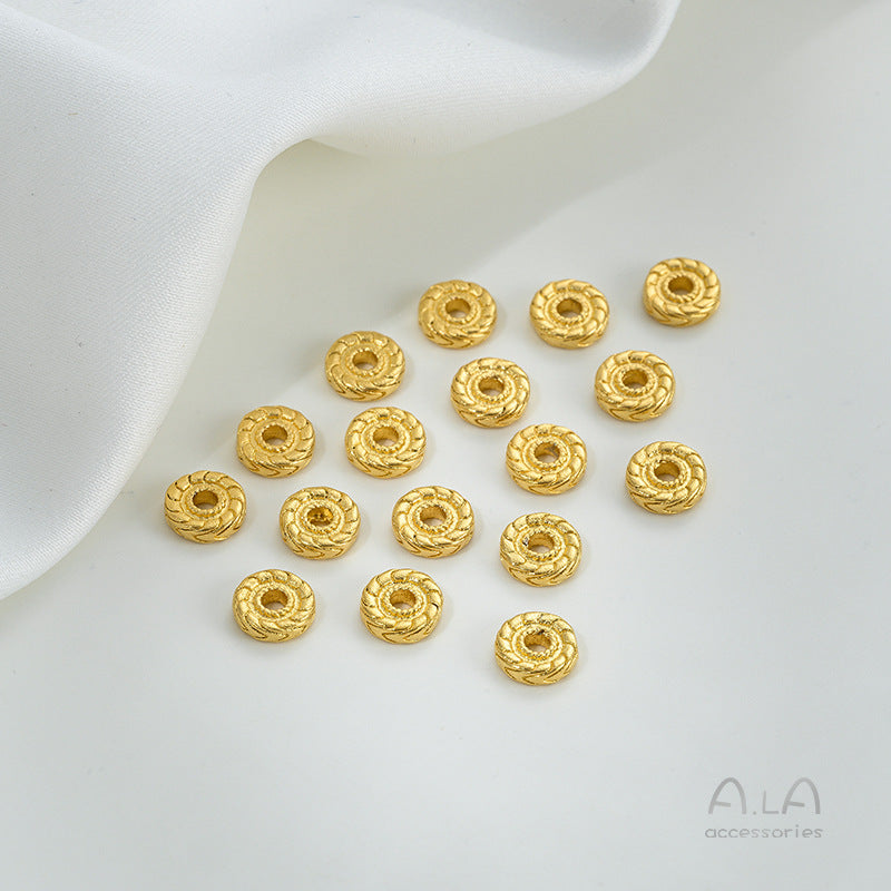 Alluvial Gold Wheel Spacer Beads Copper Jewelry Accessories