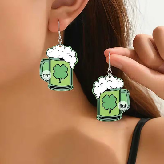 Day Green Clover Beer Steins Shape Acrylic Creative Rings