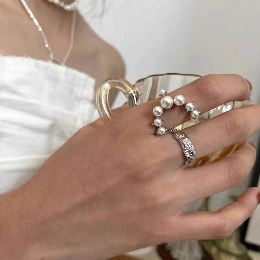 U-shaped Hollow Open-end Pearl Index Finger Rings