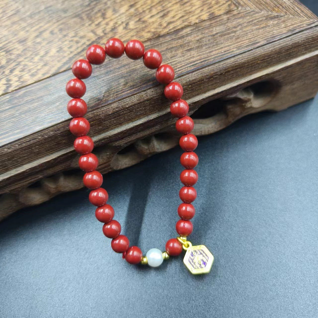 Women's & Men's Cinnabar Purple Gold Sand Single Circle Simple Buddha Beads Light Bracelet