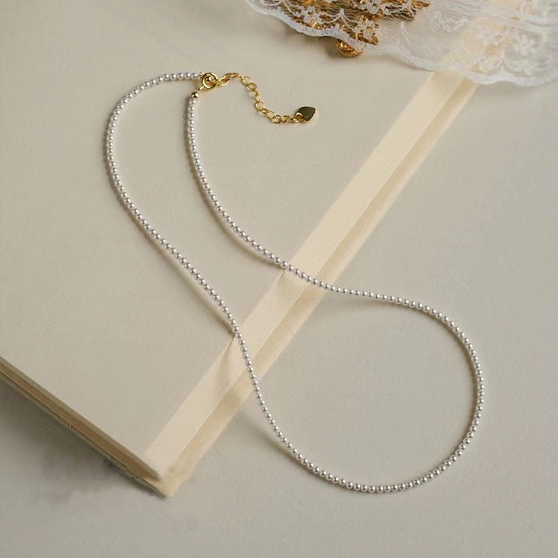 Women's Fine Perfect Circle Mini Small Pearl Necklaces