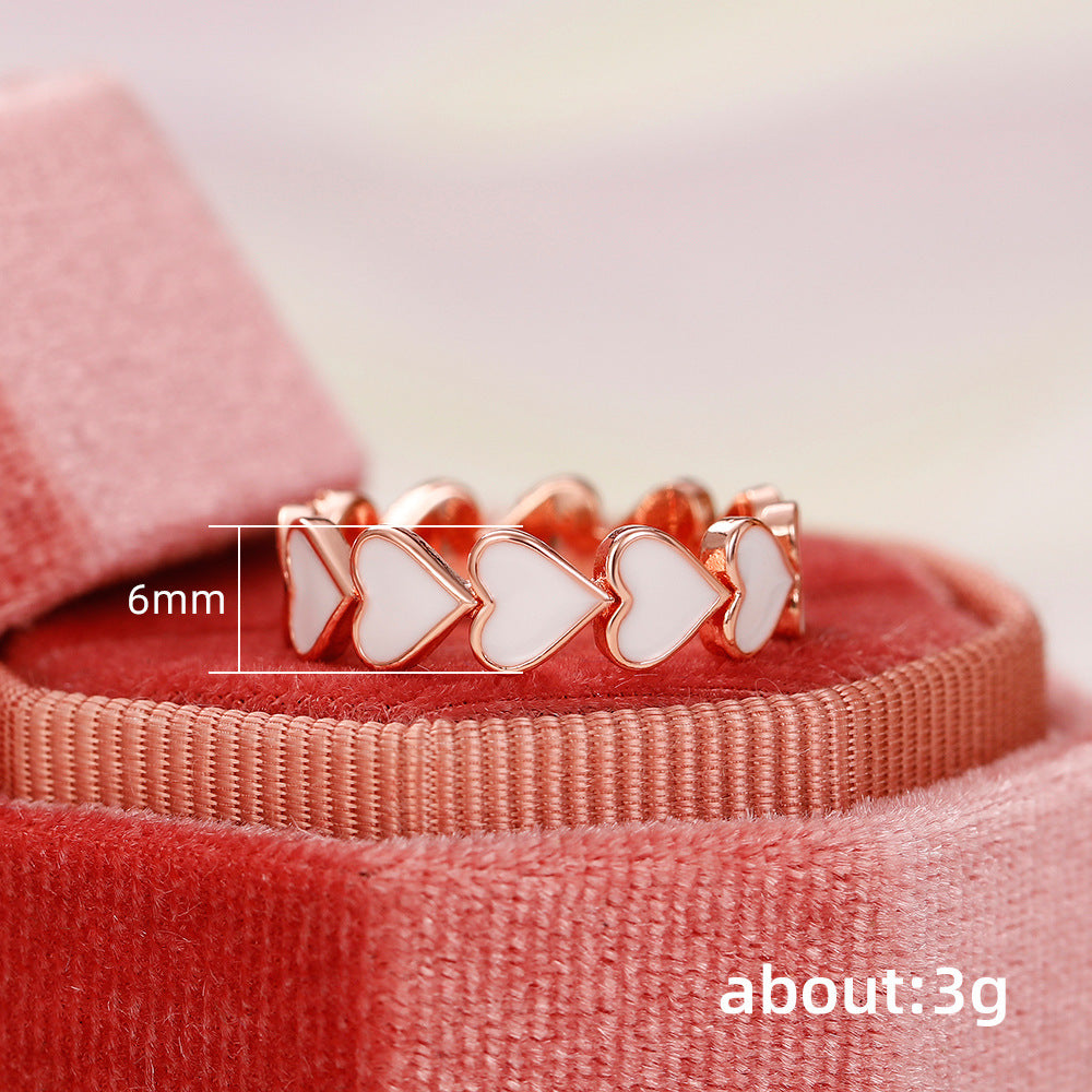Shi Simple Pink Heart-to-heart Epoxy Female Jewelry Set