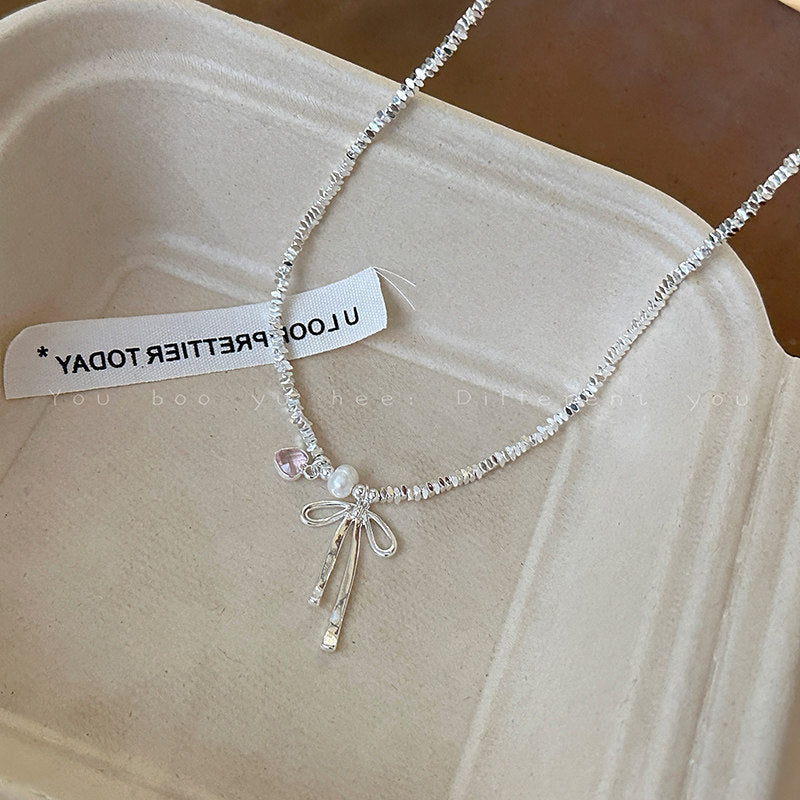Women's Of Sier Bow Pearl For Light Necklace