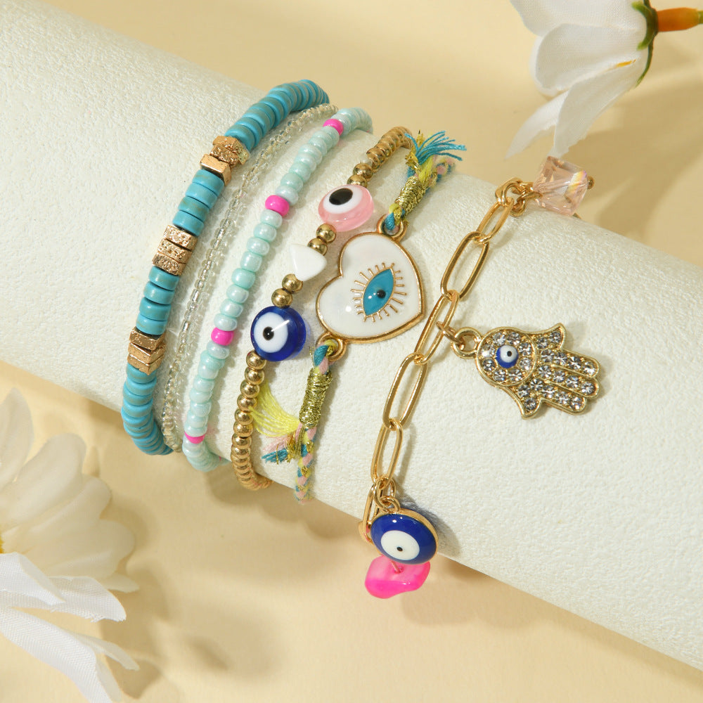 Turquoise Beads Devil's Eye Hand-woven Batch Bracelets