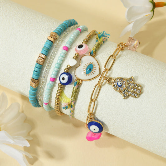 Turquoise Beads Devil's Eye Hand-woven Batch Bracelets