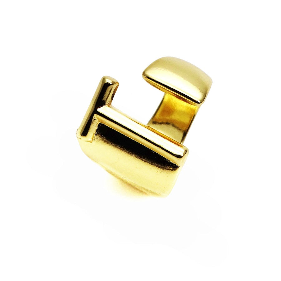 Letters Open Adjustable Plated Light Gold Rings