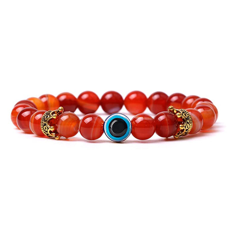 Women's & Men's Natural Turquoise Crown Evil Eye Stone Bracelets