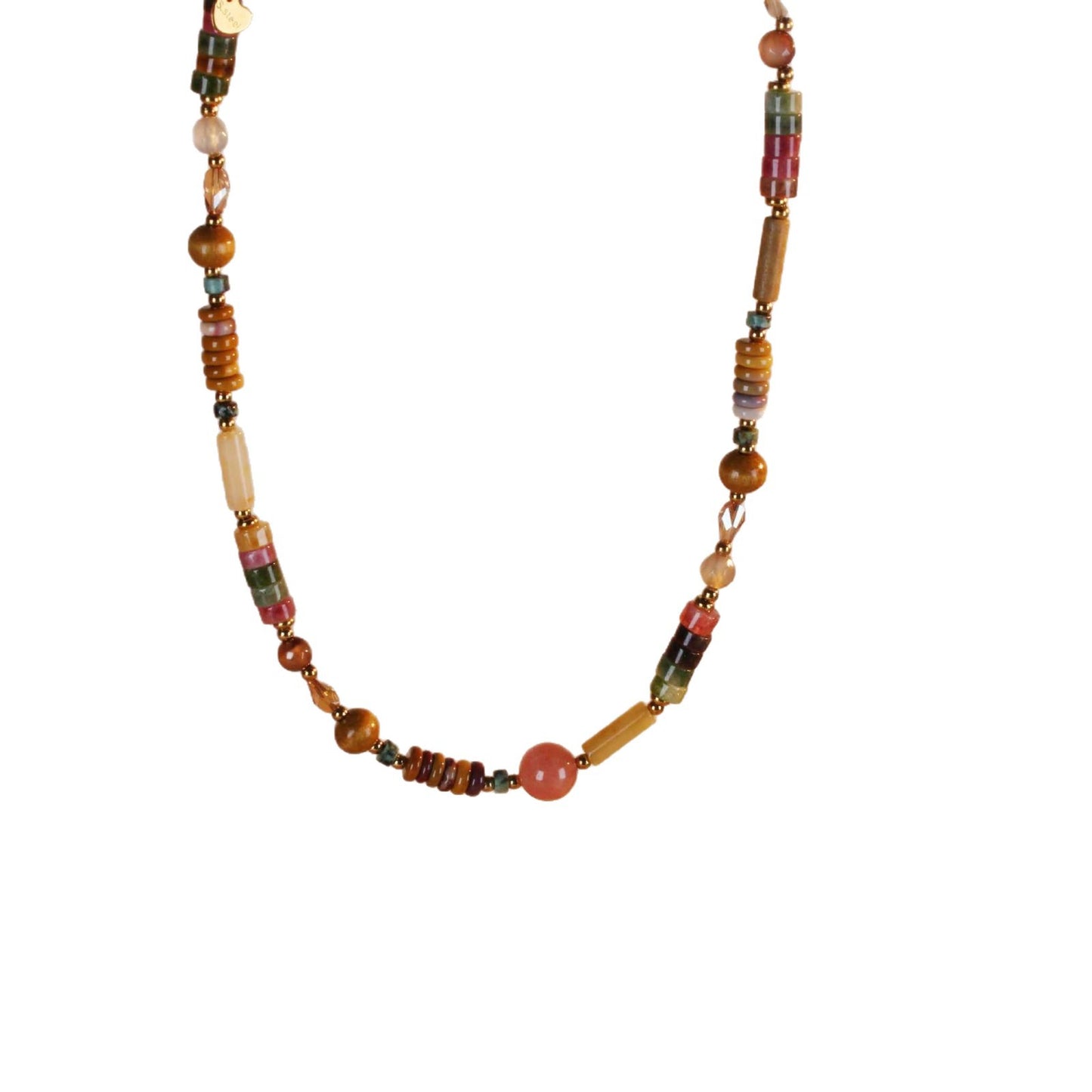 Beaded Weave Fashionable Tourmaline Pink Beads Artistic Sweater Necklace