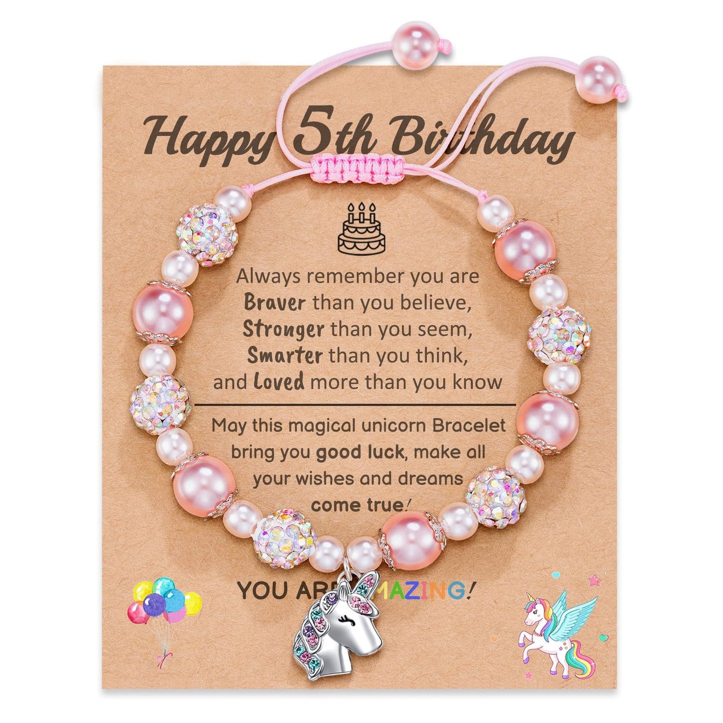 Hand-woven Unicorn Colorful Crystals Clay Rhinestone Ball Bracelet