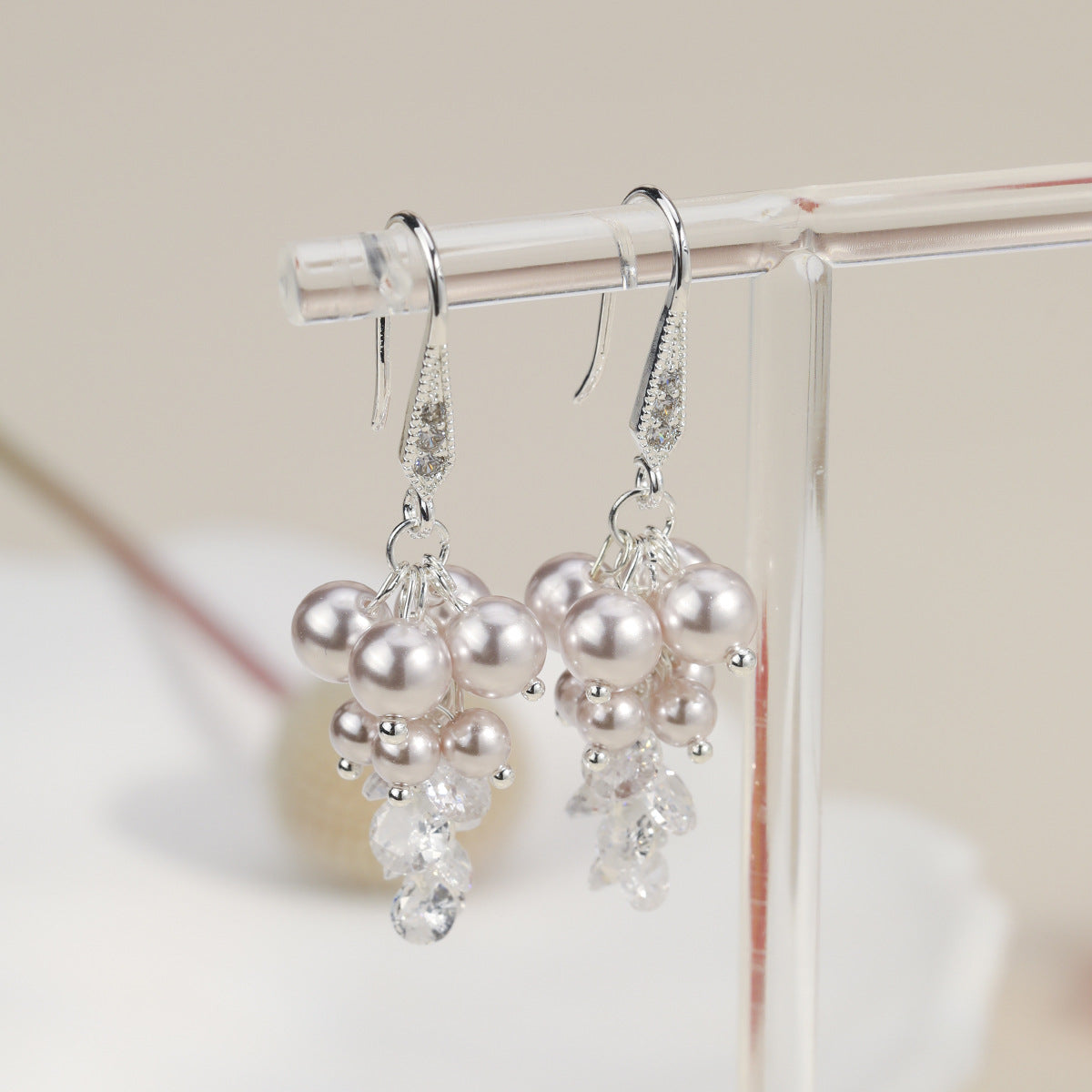 Needle Elegant Zircon Pearl Tassel Personality Fashion High Sense Gentle Rings