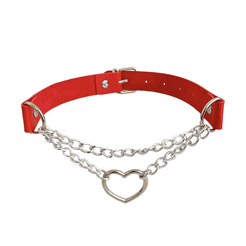 Heart Choker Leather Shaped Chain Clavicle Pendants