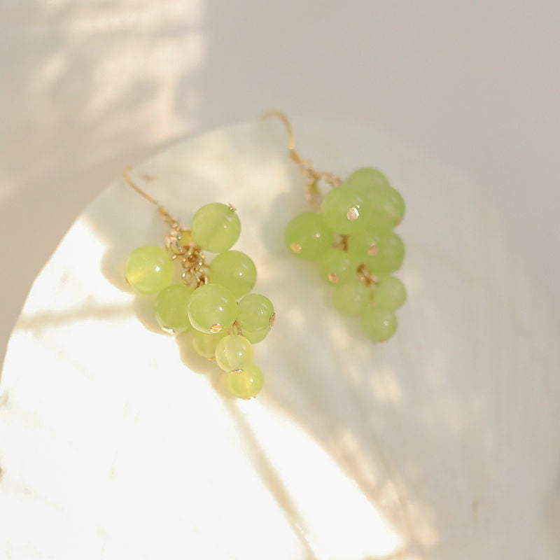 Candy Color Sweet Fresh Green Grape Earrings
