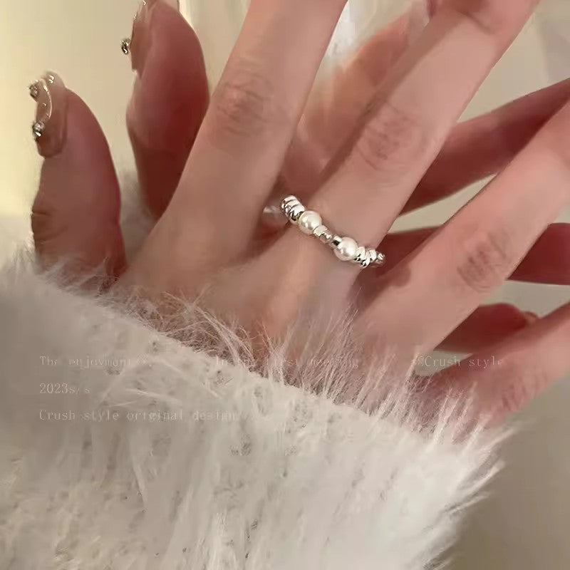 Style Pearl Zircon Butterfly Female Niche High-grade Rings
