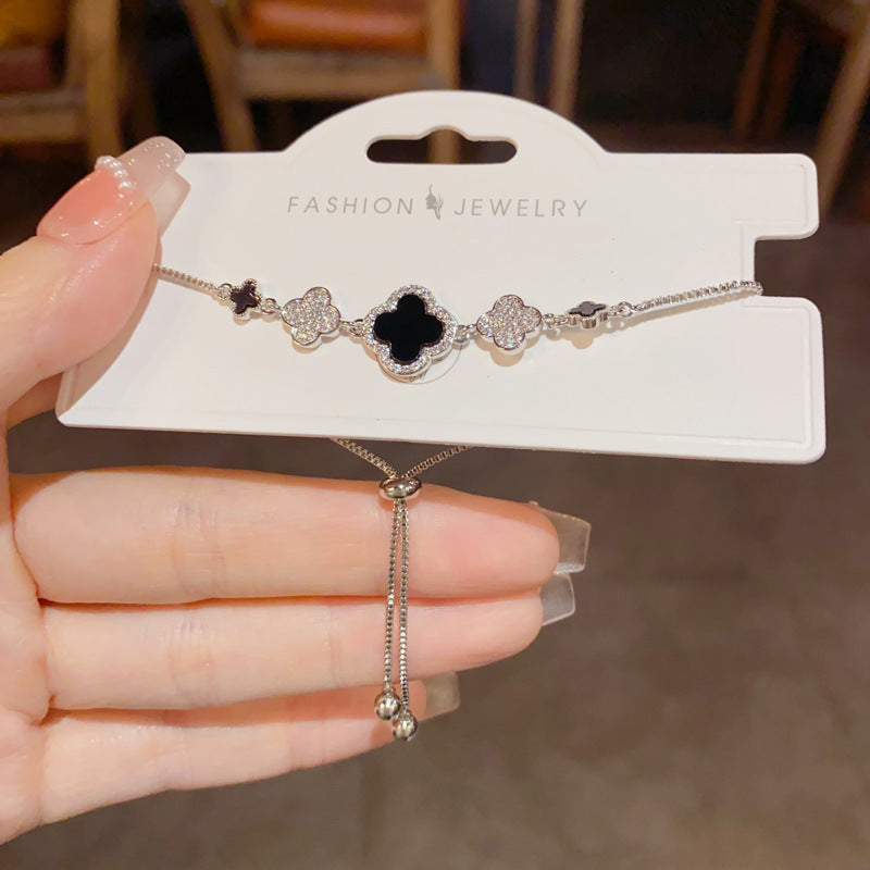 Simple Design Zircon Four-leaf Flower Light Luxury High-grade Bracelets